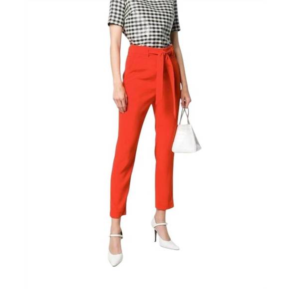 NEW VERONICA BEARD faxon high waisted crop trouser in red - Picture 1 of 4
